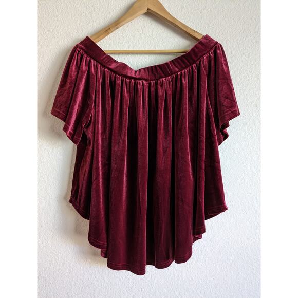 NWT WORLD MARKET Burgundy Velvet Off-Shoulder Top Size S/M - Picture 4 of 9